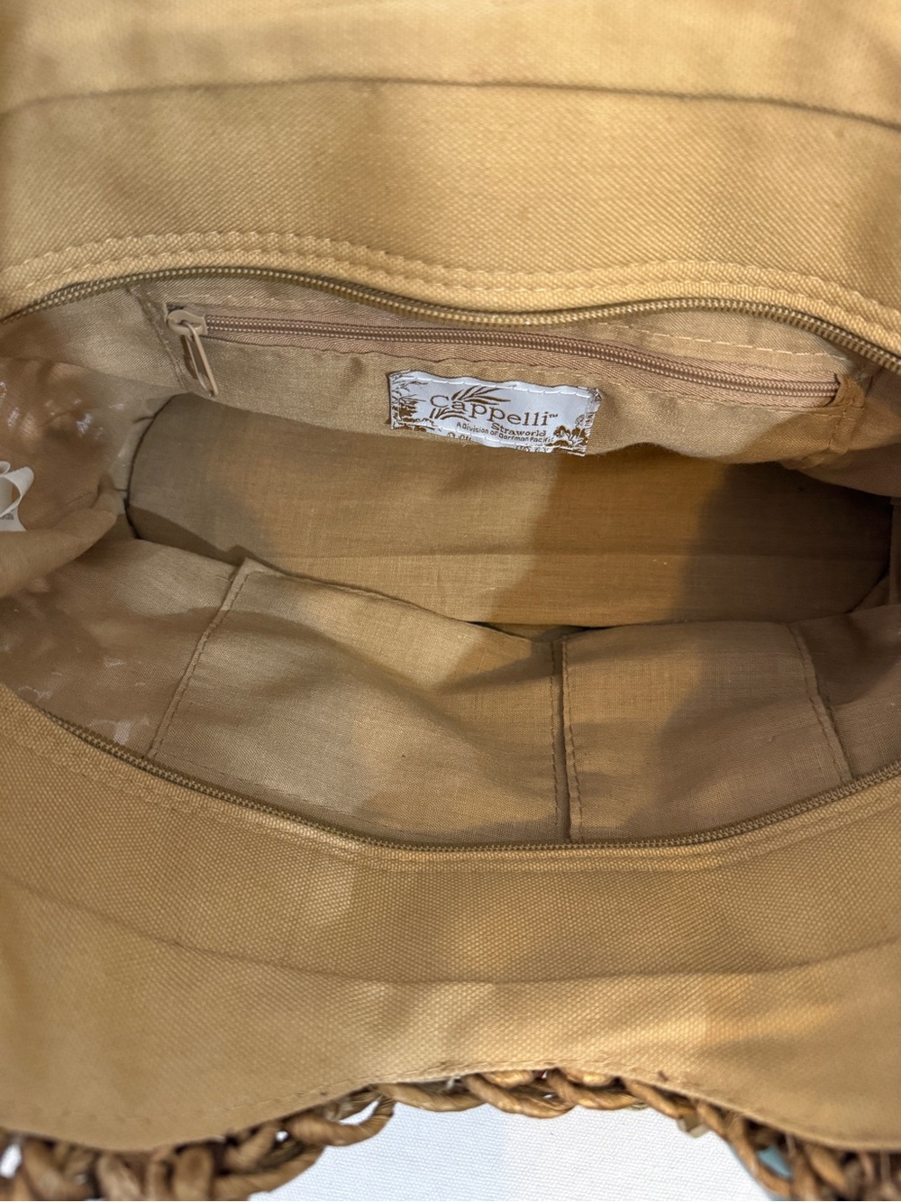Capelli Straworld Gold Woven Top Bead-Handle Tote Bag Vintage - Picture 15 of 16